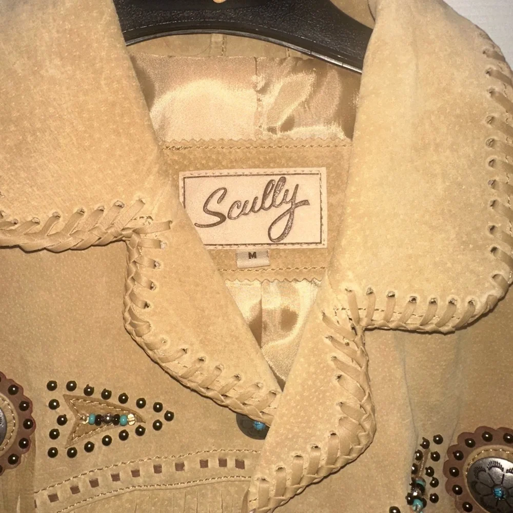 Scully Tan Suede Fringe Jacket with Turquoise Beadwork - Picture 4 of 4